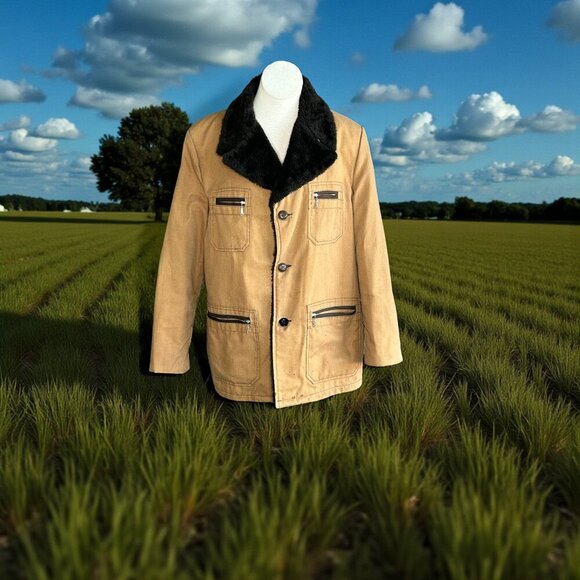 Silton California Men’s Vintage Faux Fur Lined Chore Barn Heavy Jacket - Picture 1 of 10